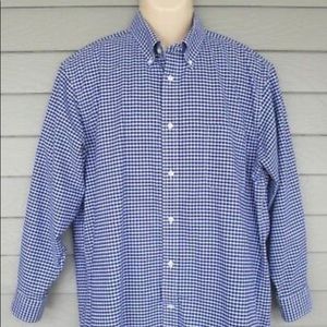 Men’s Lands End Navy Blue Button Up Shirt